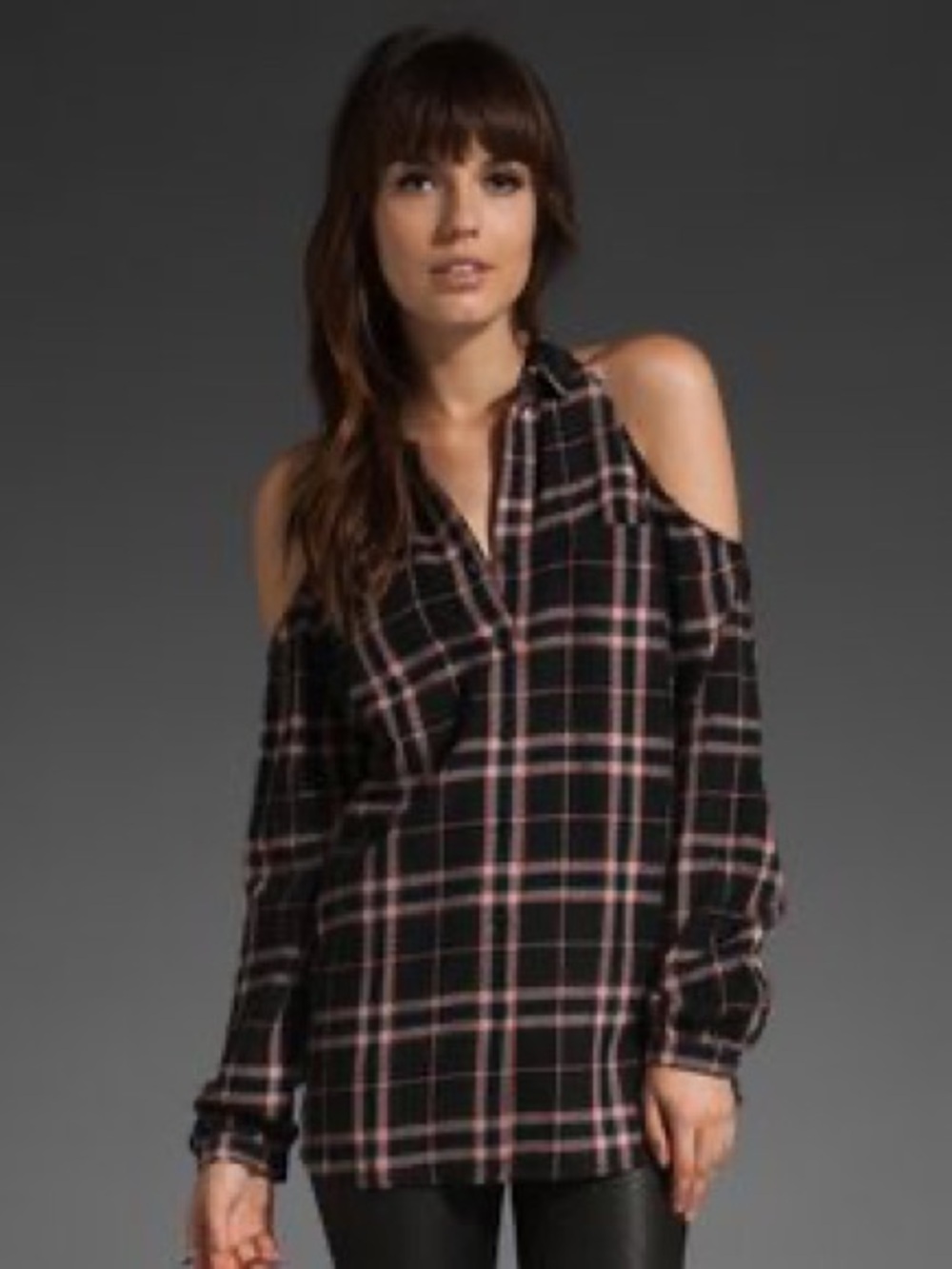 Siwy Black & Pink Plaid Button-Down Shirt, XS